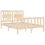 Bed frame with solid wood headboard 120x200 cm by vidaXL, Beds and slatted bases - Ref: Foro24-3192421, Price: 121,30 €, Disc...