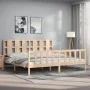 Bed frame with solid wood headboard 200x200 cm by vidaXL, Beds and slatted bases - Ref: Foro24-3192251, Price: 150,02 €, Disc...