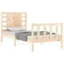 Bed frame with solid wood headboard 90x200 cm by vidaXL, Beds and slatted bases - Ref: Foro24-3192801, Price: 101,75 €, Disco...