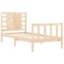 Bed frame with solid wood headboard 90x200 cm by vidaXL, Beds and slatted bases - Ref: Foro24-3192801, Price: 101,75 €, Disco...