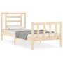 Bed frame with solid wood headboard 90x200 cm by vidaXL, Beds and slatted bases - Ref: Foro24-3192866, Price: 87,16 €, Discou...