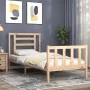 Bed frame with solid wood headboard 90x200 cm by vidaXL, Beds and slatted bases - Ref: Foro24-3192866, Price: 87,16 €, Discou...