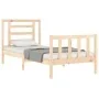 Bed frame with solid wood headboard 90x200 cm by vidaXL, Beds and slatted bases - Ref: Foro24-3192866, Price: 87,16 €, Discou...