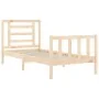 Bed frame with solid wood headboard 90x200 cm by vidaXL, Beds and slatted bases - Ref: Foro24-3192866, Price: 87,16 €, Discou...