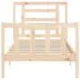 Bed frame with solid wood headboard 90x200 cm by vidaXL, Beds and slatted bases - Ref: Foro24-3192866, Price: 87,16 €, Discou...