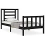 Bed frame with black solid wood headboard 100x200 cm by vidaXL, Beds and slatted bases - Ref: Foro24-3192875, Price: 130,27 €...