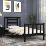 Bed frame with black solid wood headboard 100x200 cm by vidaXL, Beds and slatted bases - Ref: Foro24-3192875, Price: 130,27 €...