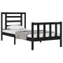 Bed frame with black solid wood headboard 100x200 cm by vidaXL, Beds and slatted bases - Ref: Foro24-3192875, Price: 130,27 €...