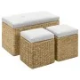Bench with 2 gray seagrass ottomans by vidaXL, Benches for halls and storage - Ref: Foro24-246105, Price: 169,94 €, Discount: %