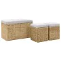 Bank mit 2 grauen Seegras-Ottomanen von vidaXL, Bänke für Hallen und Lager - Ref: Foro24-246105, Preis: 169,94 €, Rabatt: %