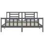 Gray solid wood bed frame with headboard 200x200 cm by vidaXL, Beds and slatted bases - Ref: Foro24-3192903, Price: 169,23 €,...