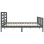 Gray solid wood bed frame with headboard 200x200 cm by vidaXL, Beds and slatted bases - Ref: Foro24-3192903, Price: 169,23 €,...
