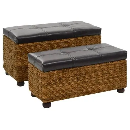 Zweiteiliges Bankset aus braunem Seegras von vidaXL, Bänke für Hallen und Lager - Ref: Foro24-246108, Preis: 143,35 €, Rabatt: %