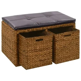 Bank with 2 baskets seagrass 71x40x42 cm brown by vidaXL, Benches for halls and storage - Ref: Foro24-246118, Price: 130,63 €...