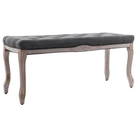 Dark gray linen and solid wood bench 110x38x48 cm by vidaXL, Benches for halls and storage - Ref: Foro24-245360, Price: 113,1...