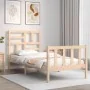 Bed frame with solid wood headboard 90x200 cm by vidaXL, Beds and slatted bases - Ref: Foro24-3193061, Price: 87,16 €, Discou...
