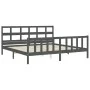 Gray solid wood bed frame with headboard 200x200 cm by vidaXL, Beds and slatted bases - Ref: Foro24-3193033, Price: 170,88 €,...