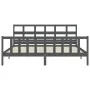 Gray solid wood bed frame with headboard 200x200 cm by vidaXL, Beds and slatted bases - Ref: Foro24-3193033, Price: 170,88 €,...
