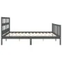 Gray solid wood bed frame with headboard 200x200 cm by vidaXL, Beds and slatted bases - Ref: Foro24-3193033, Price: 170,88 €,...
