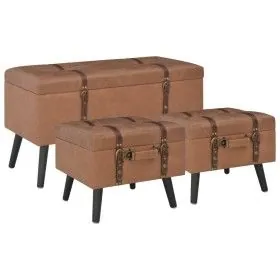 Storage stools 3 pieces brown synthetic leather by vidaXL, Benches for halls and storage - Ref: Foro24-247533, Price: 163,93 ...