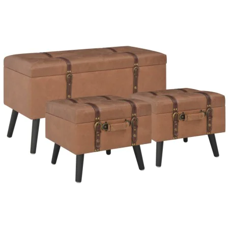 Storage stools 3 pieces brown synthetic leather by vidaXL, Benches for halls and storage - Ref: Foro24-247533, Price: 163,93 ...