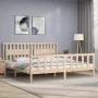 Bed frame with solid wood headboard 200x200 cm by vidaXL, Beds and slatted bases - Ref: Foro24-3192446, Price: 162,42 €, Disc...