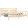 Bed frame with solid wood headboard 200x200 cm by vidaXL, Beds and slatted bases - Ref: Foro24-3192446, Price: 162,42 €, Disc...