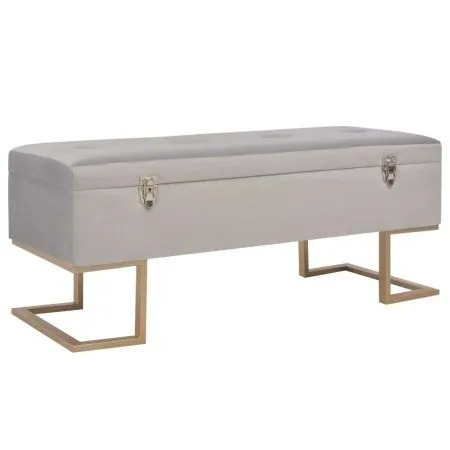 Banco con compartimento 105 cm gris de terciopelo de vidaXL, Bancos para recibidores y almacenamiento - Ref: Foro24-247573, P...