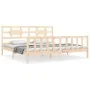 Bed frame with solid wood headboard 200x200 cm by vidaXL, Beds and slatted bases - Ref: Foro24-3192576, Price: 145,49 €, Disc...
