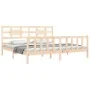 Bed frame with solid wood headboard 200x200 cm by vidaXL, Beds and slatted bases - Ref: Foro24-3192576, Price: 145,49 €, Disc...