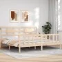 Bed frame with solid wood headboard 200x200 cm by vidaXL, Beds and slatted bases - Ref: Foro24-3192576, Price: 145,49 €, Disc...