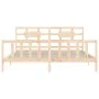 Bed frame with solid wood headboard 200x200 cm by vidaXL, Beds and slatted bases - Ref: Foro24-3192576, Price: 145,49 €, Disc...