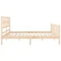 Bed frame with solid wood headboard 200x200 cm by vidaXL, Beds and slatted bases - Ref: Foro24-3192576, Price: 145,49 €, Disc...