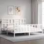 Estructura de cama con cabecero madera maciza blanco 200x200 cm de vidaXL, Camas y somieres - Ref: Foro24-3193097, Precio: 15...