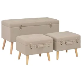Storage stools 3 pieces beige fabric by vidaXL, Benches for halls and storage - Ref: Foro24-247524, Price: 146,11 €, Discount: %