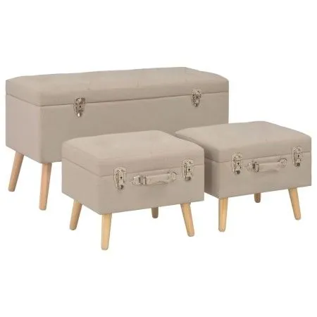 Storage stools 3 pieces beige fabric by vidaXL, Benches for halls and storage - Ref: Foro24-247524, Price: 146,11 €, Discount: %