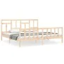 Bed frame with solid wood headboard 200x200 cm by vidaXL, Beds and slatted bases - Ref: Foro24-3193161, Price: 140,03 €, Disc...