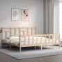 Bed frame with solid wood headboard 200x200 cm by vidaXL, Beds and slatted bases - Ref: Foro24-3193161, Price: 140,03 €, Disc...
