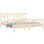 Bed frame with solid wood headboard 200x200 cm by vidaXL, Beds and slatted bases - Ref: Foro24-3193161, Price: 140,03 €, Disc...
