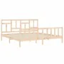 Bed frame with solid wood headboard 200x200 cm by vidaXL, Beds and slatted bases - Ref: Foro24-3193161, Price: 140,03 €, Disc...