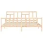 Bed frame with solid wood headboard 200x200 cm by vidaXL, Beds and slatted bases - Ref: Foro24-3193161, Price: 140,03 €, Disc...