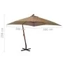 Hanging umbrella with solid fir wood pole in taupe grey 3x3m by vidaXL, Umbrellas - Ref: Foro24-313775, Price: 138,87 €, Disc...