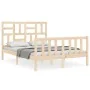 Estructura de cama con cabecero madera maciza 120x200 cm de vidaXL, Camas y somieres - Ref: Foro24-3193071, Precio: 117,27 €,...
