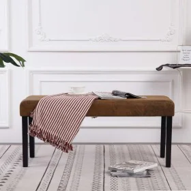 Artificial suede leather bench 106 cm brown by vidaXL, Benches for halls and storage - Ref: Foro24-281311, Price: 96,74 €, Di...