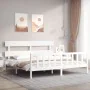 Estructura de cama con cabecero madera maciza blanco 200x200 cm de vidaXL, Camas y somieres - Ref: Foro24-3193292, Precio: 15...