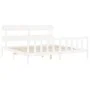 White solid wood bed frame with headboard 200x200 cm by vidaXL, Beds and slatted bases - Ref: Foro24-3193292, Price: 151,12 €...