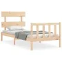 Bed frame with solid wood headboard 90x200 cm by vidaXL, Beds and slatted bases - Ref: Foro24-3193256, Price: 84,07 €, Discou...