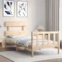 Bed frame with solid wood headboard 90x200 cm by vidaXL, Beds and slatted bases - Ref: Foro24-3193256, Price: 84,07 €, Discou...