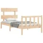Bed frame with solid wood headboard 90x200 cm by vidaXL, Beds and slatted bases - Ref: Foro24-3193256, Price: 84,07 €, Discou...