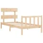 Bed frame with solid wood headboard 90x200 cm by vidaXL, Beds and slatted bases - Ref: Foro24-3193256, Price: 84,07 €, Discou...